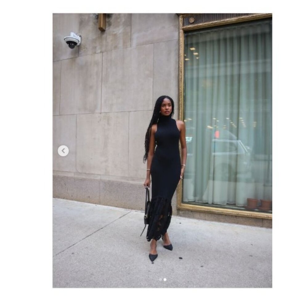 SAYLOR Rhiannon Dress in Black Small New Womens Midi knit - Picture 12 of 15